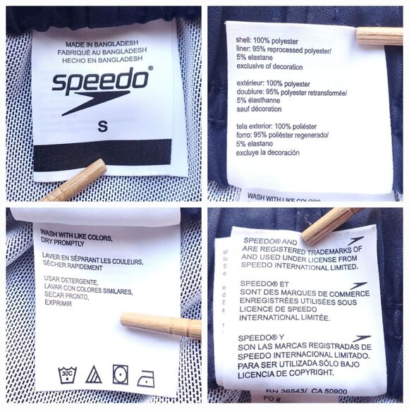 Speedo Swim Trunks Mens S Navy Blue Red 28" Waist Lined Pockets Retro Stripe - Picture 6 of 14